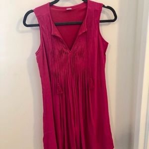 Hot Pink Sleeveless Pintuck Dress